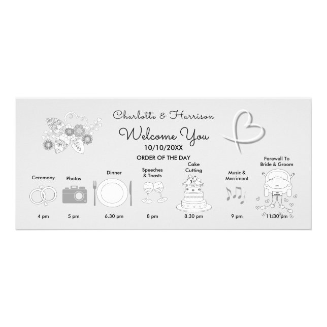 Wedding Time Line Program Hand Drawn Icons (Front)