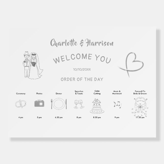 Wedding Time Line Welcome Sign  (Front)