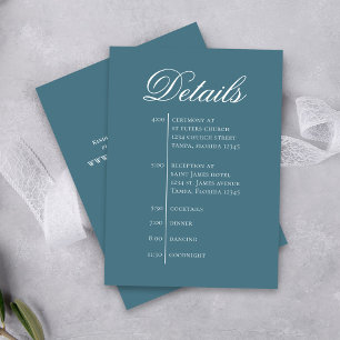 Wedding Timeline Blue Details Simple RSVP Enclosure Card