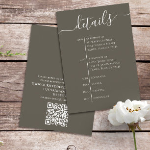 Wedding Timeline Details Simple RSVP  Enclosure Card