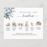 Wedding Timeline Dusty Blue Floral, Enclosure Card<br><div class="desc">Gorgeous watercolor wedding timeline sure to impress your guests. Add card to your invitations and have all guests informed of time of events or distribute on Ceremony as guests get welcome. Also available with ceremony program on the back. Elegant hand written calligraphy detail. Delicate watercolor bouquet on the corner with...</div>