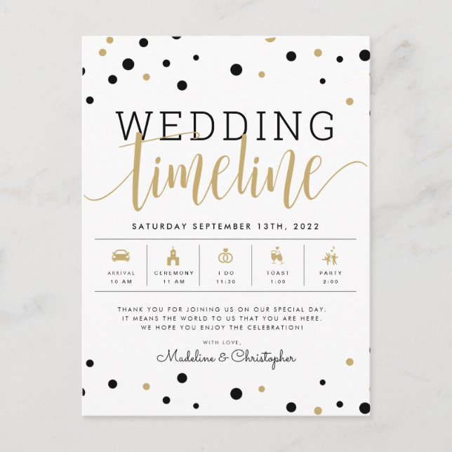 WEDDING TIMELINE Guests Postcard (Front)