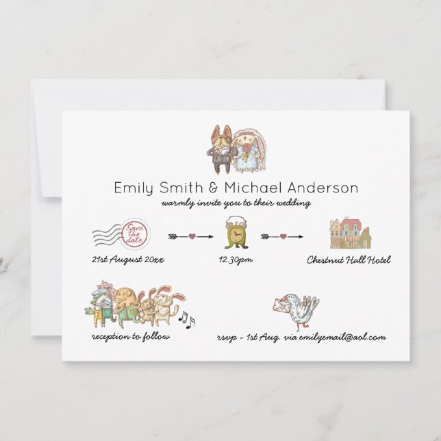 Wedding Timeline Invtiation Program Save Date Icon (Front)