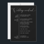 Wedding Timeline | Minimal Black Weekend Schedule Invitation<br><div class="desc">Keep your wedding weekend clear and easy to follow with this minimalist timeline card. It outlines each part of the celebration (from the rehearsal dinner to the ceremony, reception, and next day brunch) so guests always know what’s happening next. The clean black background with simple white text keeps everything easy...</div>