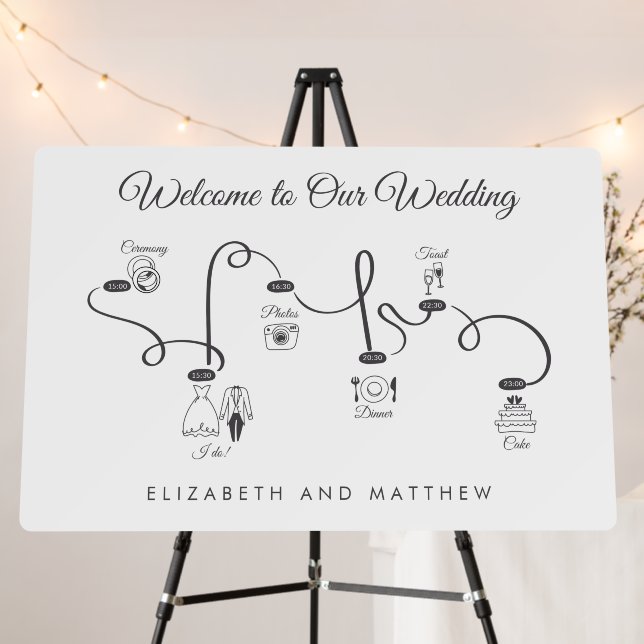Wedding Timeline Modern Minimalist Chic Welcome Foam Board (In Situ (Stand))