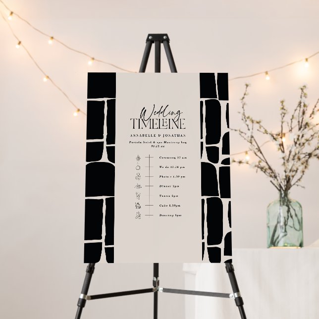 Wedding timeline modern rustic black wedding foam board (In Situ (Stand))