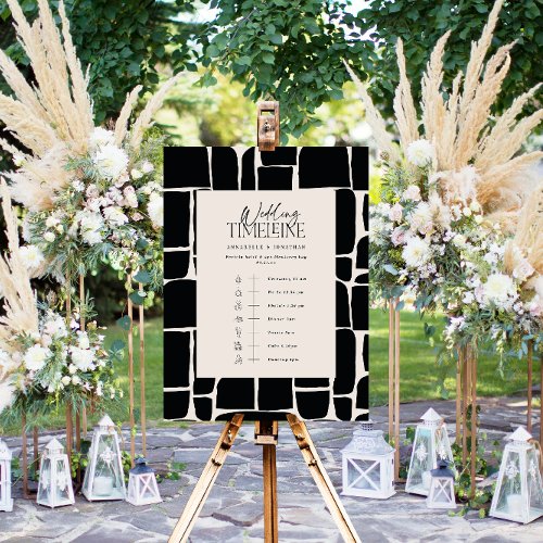 Wedding timeline modern rustic black wedding foam board