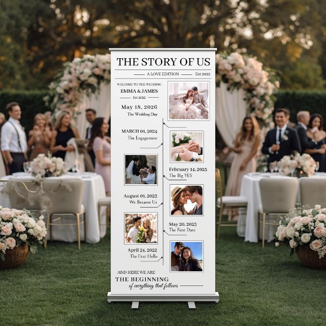 Wedding Timeline Photo Collage Welcome Retractable Banner (Creator Uploaded)