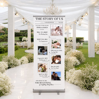 Wedding Timeline Photo Collage Welcome Retractable Banner