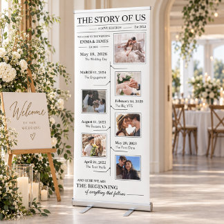 Wedding Timeline Photo Collage Welcome Retractable Banner