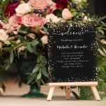 Wedding timeline program black gold<br><div class="desc">A modern black background,  decorated with faux gold sparkles. Personalize and add your names and your wedding day timeline.  White text.  
If you have more text it's possible to reduce the line space.  You can also add text on the back.

1 sheet = 1 program printed edge to edge.</div>