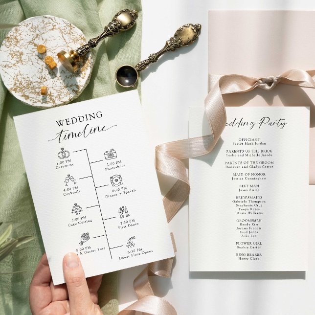 Wedding Timeline Program Elegant Minimalist Simple (Creator Uploaded)