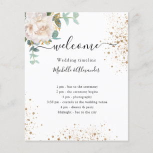Wedding timeline program floral eucalyptus budget flyer