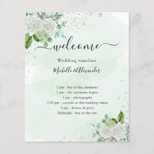 Wedding timeline program florals greenery