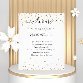 Wedding Timeline Program Gold Hearts Budget Flyer by Thunes at Zazzle