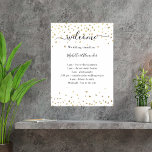 Wedding timeline program gold hearts welcome poster<br><div class="desc">White elegant background,  decorated with golden hearts,  sprinkle. Personalize and add your names and your wedding day timeline.</div>