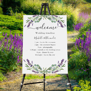 Wedding timeline program lavender eucalyptus foam board