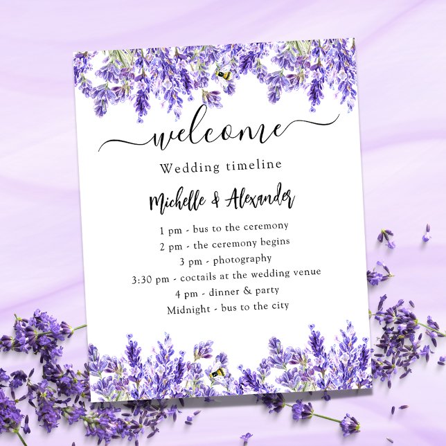 Wedding timeline program lavender florals welcome (Creator Uploaded)