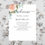 Wedding timeline program rose gold eucalyptus poster<br><div class="desc">White elegant background,  decorated with a watercolored rose gold floral,  rose,  eucalyptus greenery,  golden foliage. Personalize and add your names and your wedding day timeline.</div>