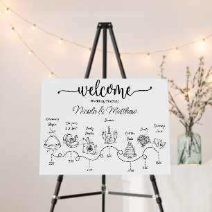 Wedding timeline program welcome foam board