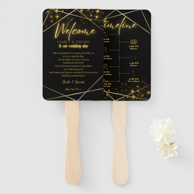 Wedding Timeline & Welcome Message | Hand Fans (Front and Back)
