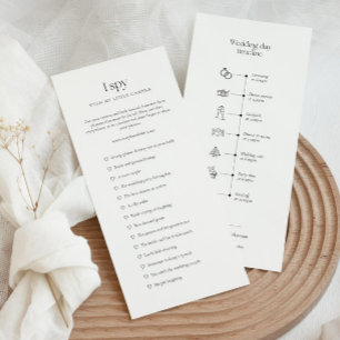 Wedding timeline with icons and I spy game Menu