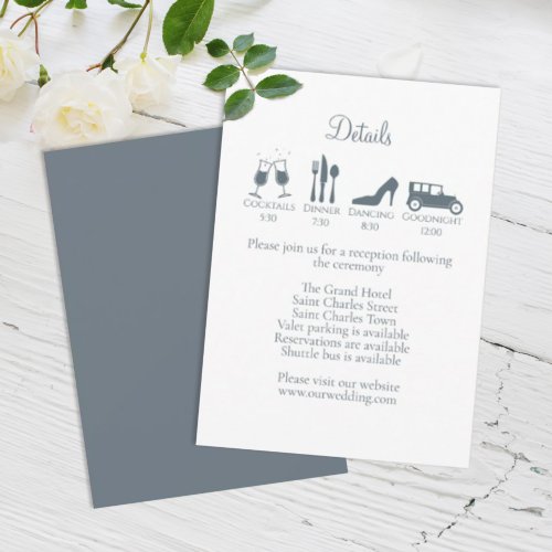 Wedding Timeline with Wedding Details Dusty Blue Enclosure Card