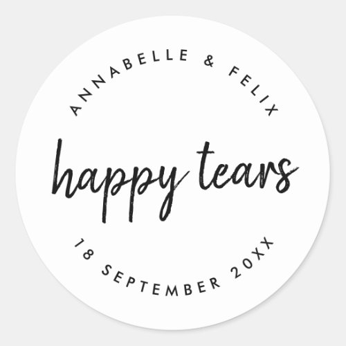 Wedding Tissues  Happy Tears Minimalist Favor Classic Round Sticker