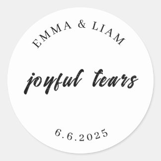 Wedding Tissues Happy Tears Minimalist Round Classic Round Sticker
