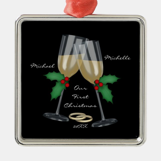 Wedding Toast Our First Christmas Ornament (Front)