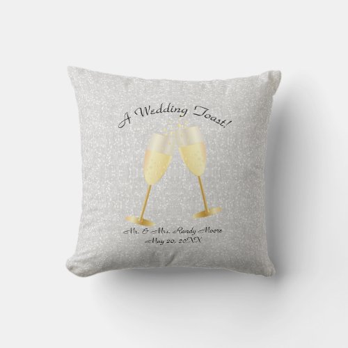 Wedding Toast to the Happy Couple Throw Pillow