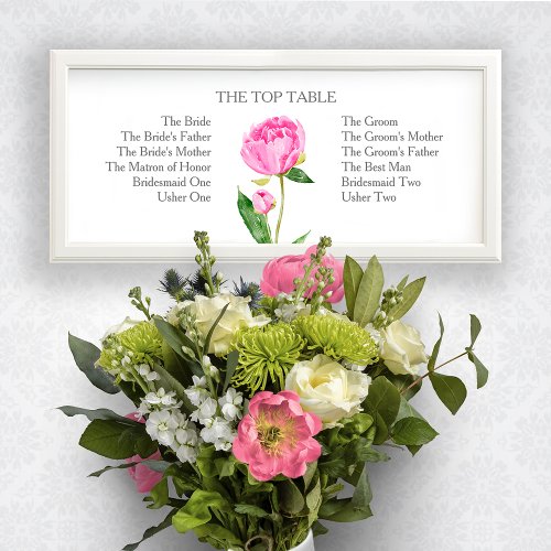 Wedding Top Table Sign With Big Pink Peony Holiday Card