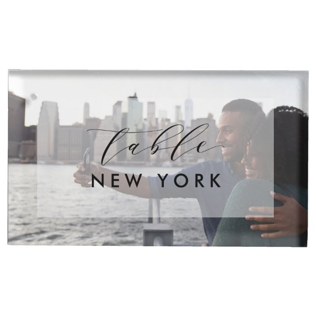 Wedding Travel Destination Photo & Name Place Card Holder (Front)