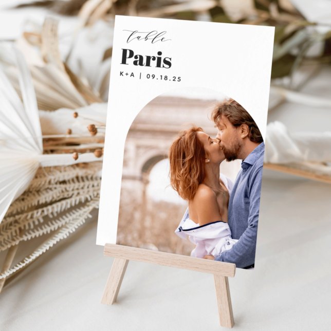 Wedding Travel Destination Photo & Name Table Number (3.5x5" travel photo table numbers)