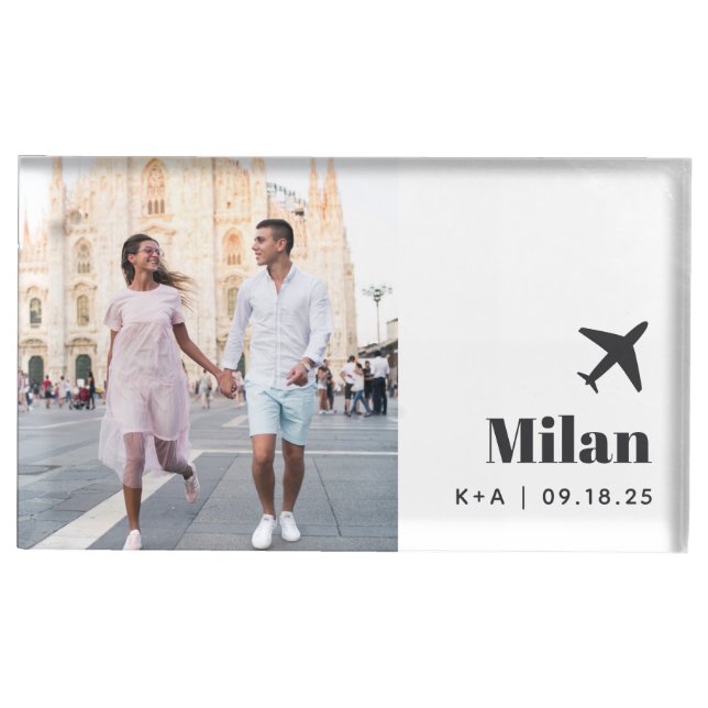Wedding Travel Destination Photo Table Card Holder (Front)