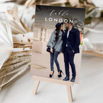 Wedding Travel Destination Photo Table & Name Table Number by RedwoodAndVine at Zazzle