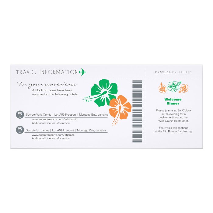 Wedding Travel Info Boarding Pass Invitation