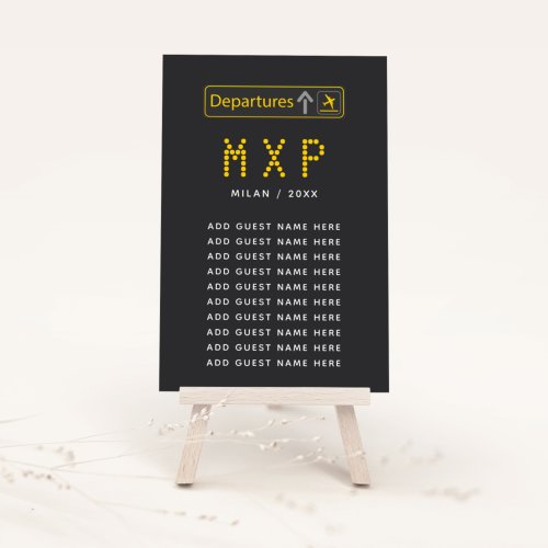 Wedding Travel Theme Airport Departure Board Table Number