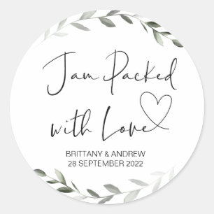Wedding Treat Jar Favor Jam Packed With Love Class Classic Round Sticker