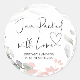 Wedding Treat Jar Favor Jam Packed With Love Classic Round Sticker