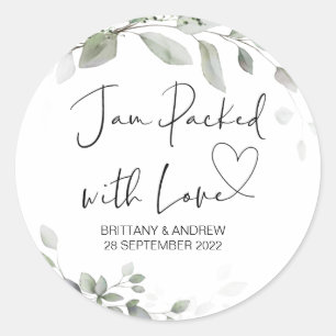 Wedding Treat Jar Favor Jam Packed With Love Classic Round Sticker