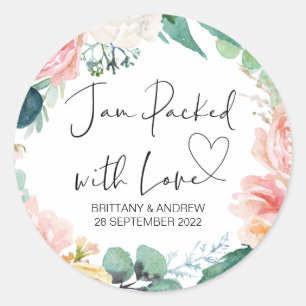 Wedding Treat Jar Favor Jam Packed With Love Classic Round Sticker