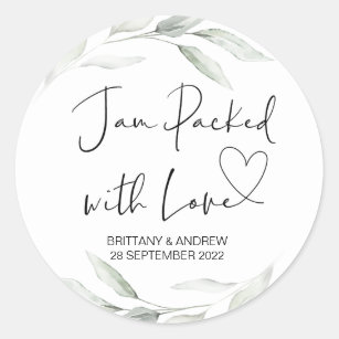 35x PERSONALISED Spread The Love Wedding Gift Favor Jam Stickers 30mm Circle 087 