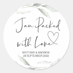 Wedding Treat Jar Favor Jam Packed With Love Classic Round Sticker