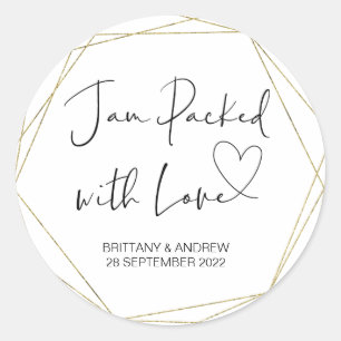 Wedding Treat Jar Favor Jam Packed With Love Classic Round Sticker