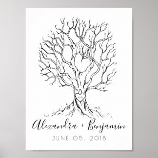 Wedding Tree Fingerprint Guestbook Hand Drawn