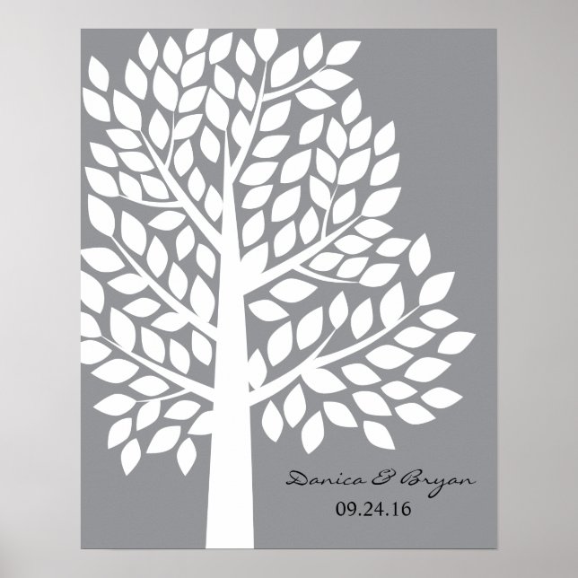 Wedding Tree Poster - Gray (Front)
