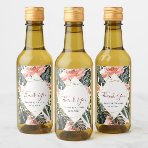 Wedding Tropical Floral Mini Wine Bottle Label