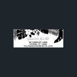 Wedding Tropical Palm Leaves Modern Return Address Self-inking Stamp<br><div class="desc">Create your own modern, tropical wedding return address rubber stamp. Top displays tropical palm leaves and Hawaiian plumeria flower. Wedding couple's first names in elegant typography below. Address at bottom in simple text with extra 4th line for wedding website, social media, phone or other information. Perfect for beach wedding return...</div>