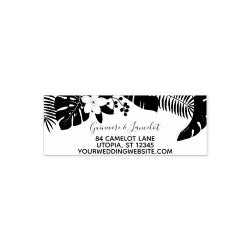 Wedding Tropical Palm Leaves Modern Return Address Self_inking Stamp